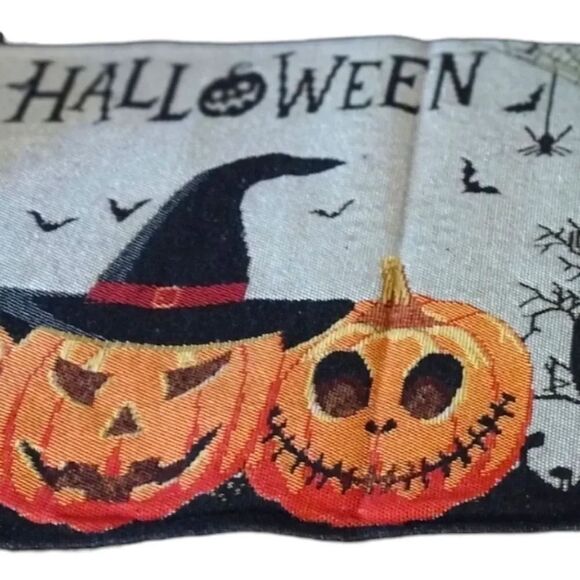 Halloween Spooky Jack O Lantern 54" Tapestry Table Runner NWOT - Picture 11 of 14